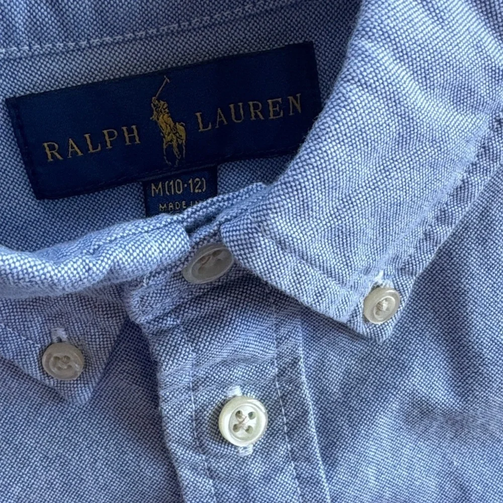 Ralph Lauren Kids Sky Blue Button-Down Shirt with collar and long sleeves NWOT